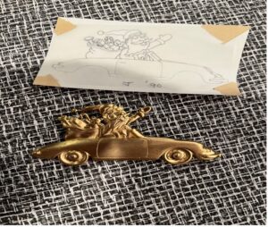 JJ Santa Claus driving convertible car brooch